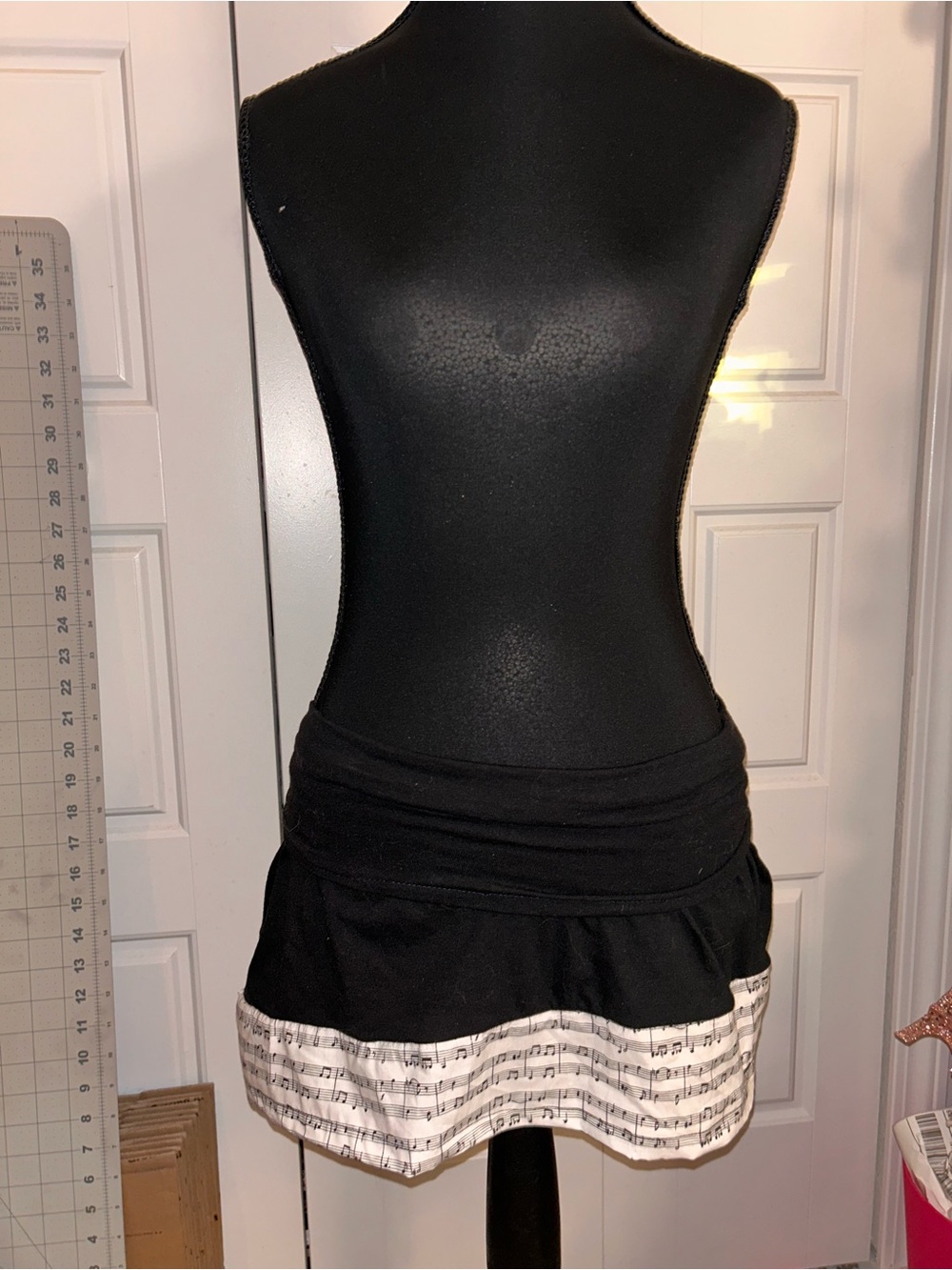 Black Mini Skirt with Musical Note Trim